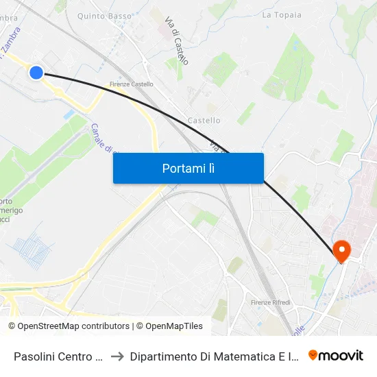 Pasolini Centro Commerciale to Dipartimento Di Matematica E Informatica "Ulisse Dini" map