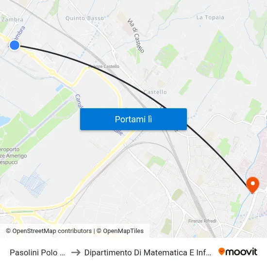 Pasolini Polo Scientifico to Dipartimento Di Matematica E Informatica "Ulisse Dini" map