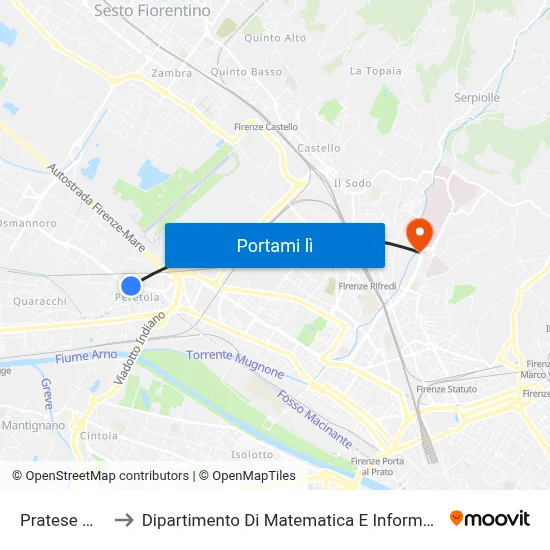 Pratese Magrini to Dipartimento Di Matematica E Informatica "Ulisse Dini" map