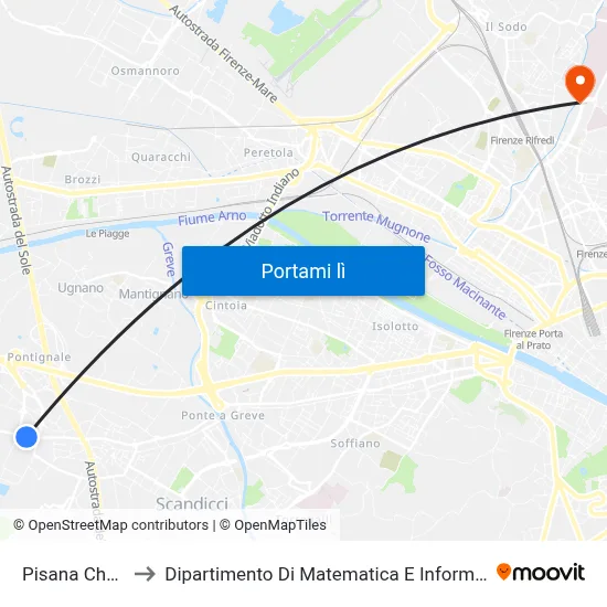 Pisana Charta '77 to Dipartimento Di Matematica E Informatica "Ulisse Dini" map
