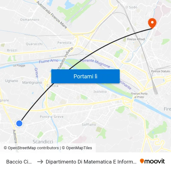 Baccio Cimarosa to Dipartimento Di Matematica E Informatica "Ulisse Dini" map