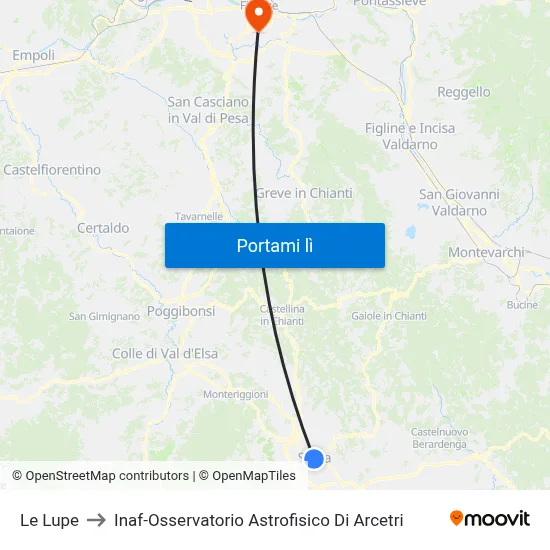 Le Lupe to Inaf-Osservatorio Astrofisico Di Arcetri map