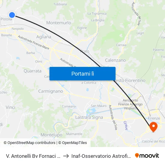 V. Antonelli Bv Fornaci -> Candeglia to Inaf-Osservatorio Astrofisico Di Arcetri map