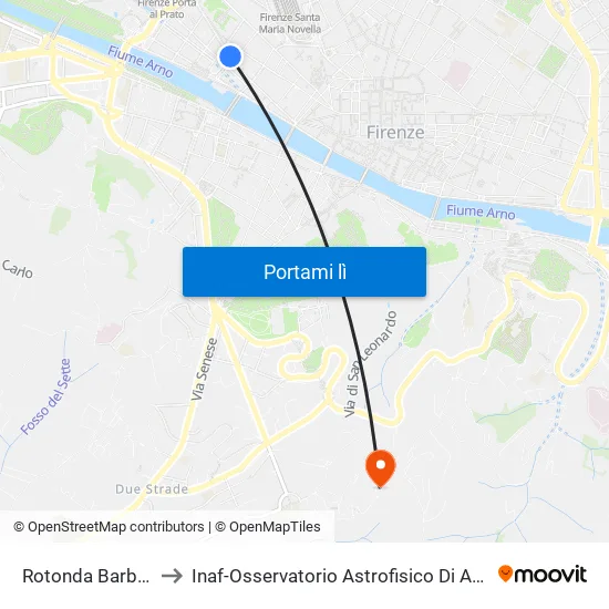 Rotonda Barbetti to Inaf-Osservatorio Astrofisico Di Arcetri map