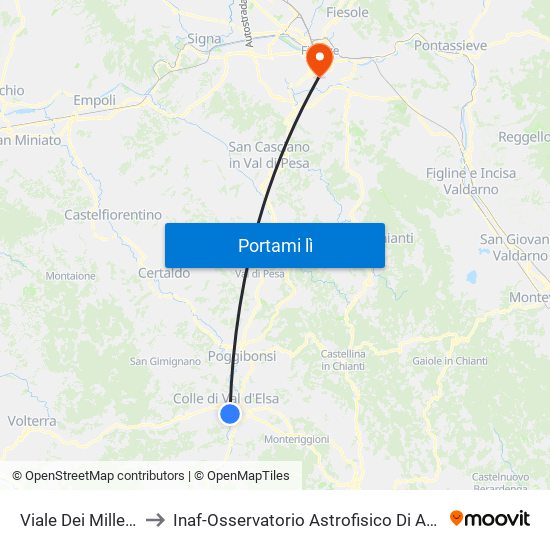 Viale Dei Mille 15 to Inaf-Osservatorio Astrofisico Di Arcetri map