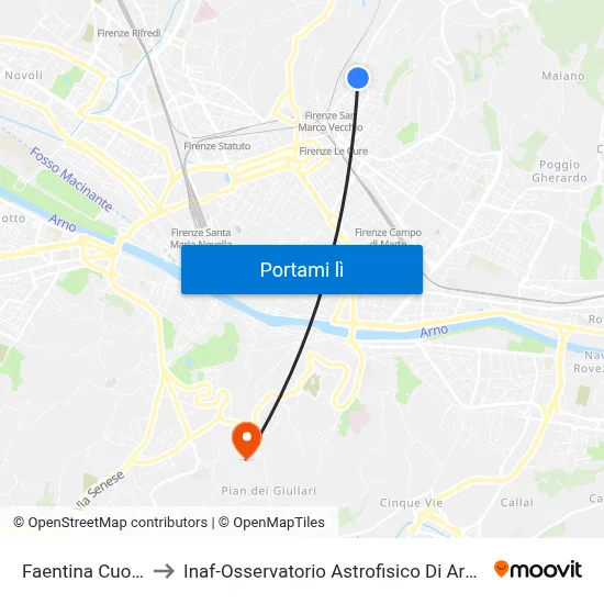 Faentina Cuoco to Inaf-Osservatorio Astrofisico Di Arcetri map