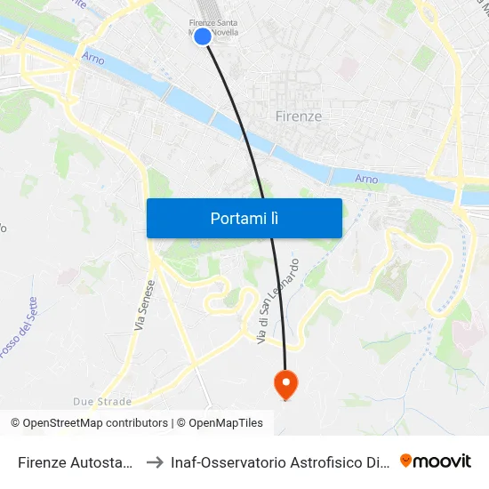 Firenze Autostazione to Inaf-Osservatorio Astrofisico Di Arcetri map