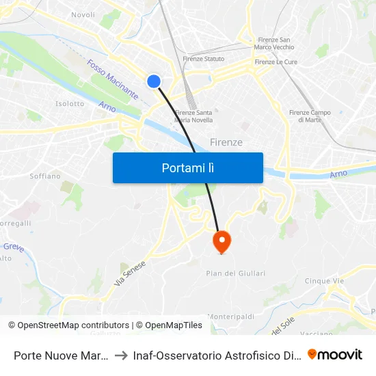 Porte Nuove Marcello to Inaf-Osservatorio Astrofisico Di Arcetri map