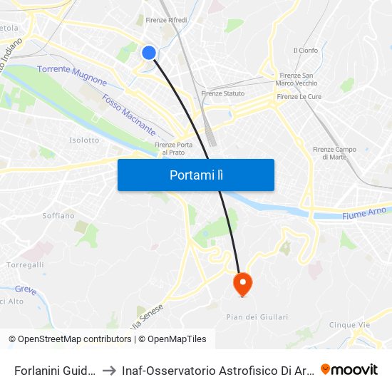 Forlanini Guidoni to Inaf-Osservatorio Astrofisico Di Arcetri map