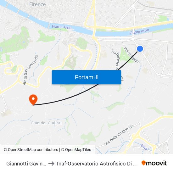 Giannotti Gavinana to Inaf-Osservatorio Astrofisico Di Arcetri map