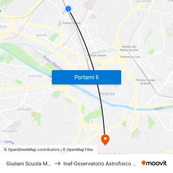 Giuliani Scuola Minzoni to Inaf-Osservatorio Astrofisico Di Arcetri map