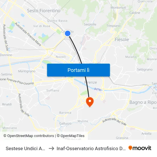 Sestese Undici Agosto to Inaf-Osservatorio Astrofisico Di Arcetri map