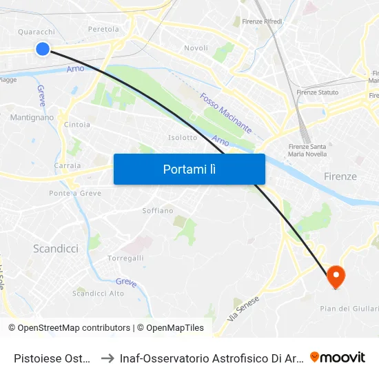 Pistoiese Osteria to Inaf-Osservatorio Astrofisico Di Arcetri map
