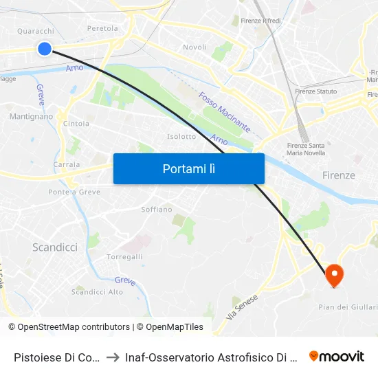 Pistoiese Di Cocco to Inaf-Osservatorio Astrofisico Di Arcetri map