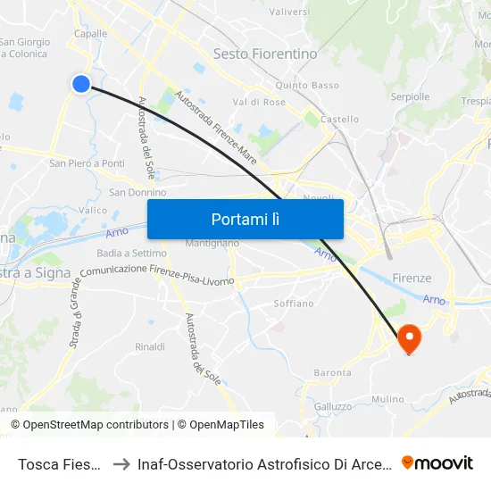 Tosca Fiesoli to Inaf-Osservatorio Astrofisico Di Arcetri map