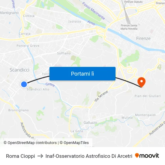 Roma Cioppi to Inaf-Osservatorio Astrofisico Di Arcetri map