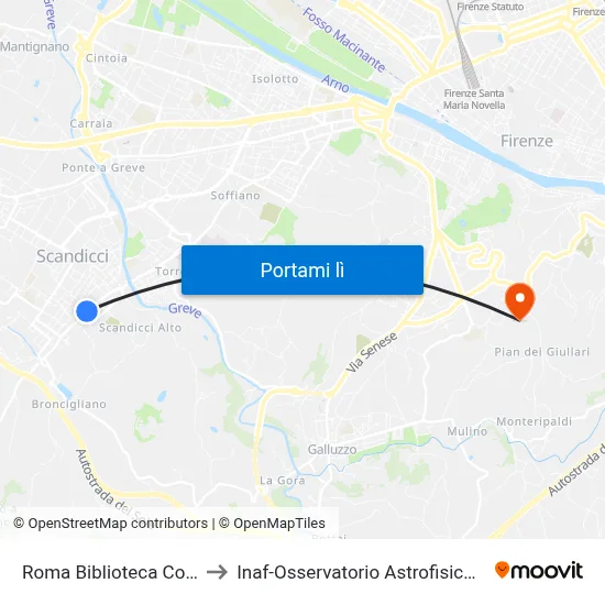 Roma Biblioteca Comunale to Inaf-Osservatorio Astrofisico Di Arcetri map