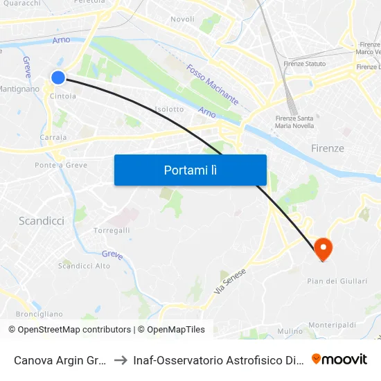 Canova Argin Grosso to Inaf-Osservatorio Astrofisico Di Arcetri map