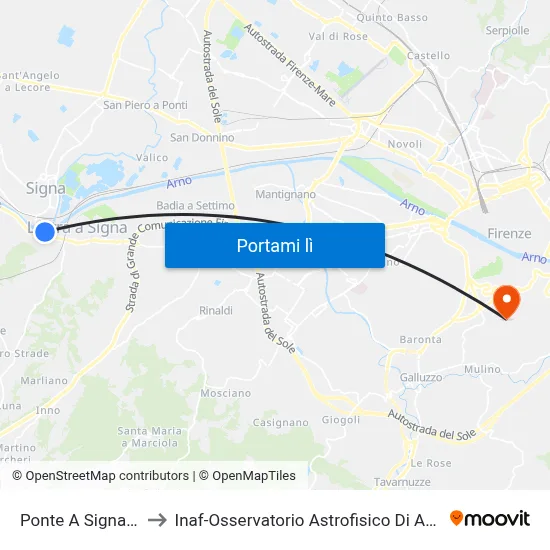 Ponte A Signa 01 to Inaf-Osservatorio Astrofisico Di Arcetri map