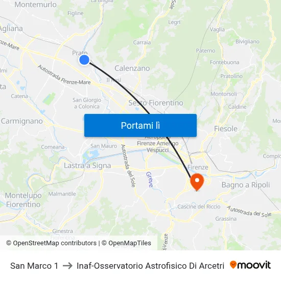 San Marco 1 to Inaf-Osservatorio Astrofisico Di Arcetri map