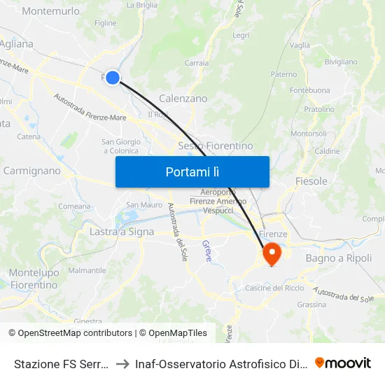 Stazione FS Serraglio to Inaf-Osservatorio Astrofisico Di Arcetri map