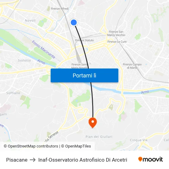 Pisacane to Inaf-Osservatorio Astrofisico Di Arcetri map