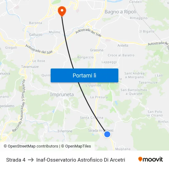 Strada 4 to Inaf-Osservatorio Astrofisico Di Arcetri map