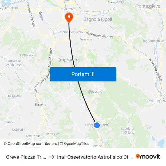 Greve Piazza Trieste to Inaf-Osservatorio Astrofisico Di Arcetri map