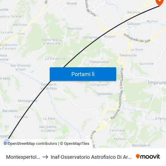 Montespertoli 7 to Inaf-Osservatorio Astrofisico Di Arcetri map