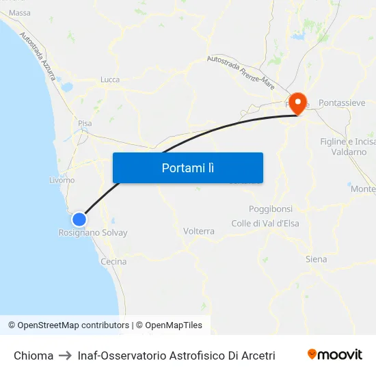 Chioma to Inaf-Osservatorio Astrofisico Di Arcetri map