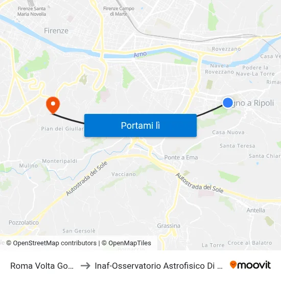 Roma Volta Gobetti to Inaf-Osservatorio Astrofisico Di Arcetri map