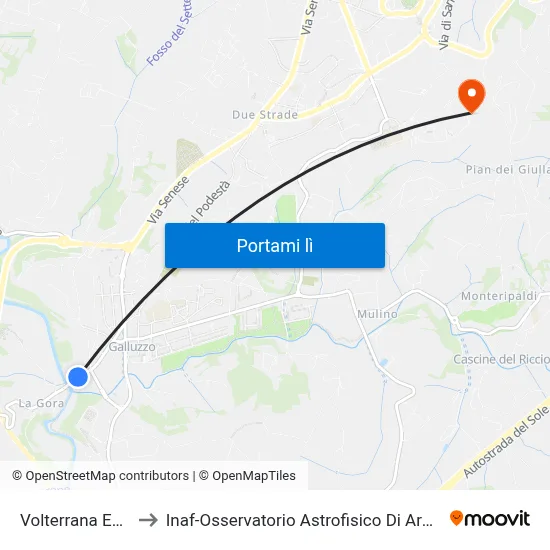 Volterrana Ema to Inaf-Osservatorio Astrofisico Di Arcetri map