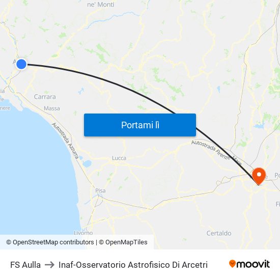 FS Aulla to Inaf-Osservatorio Astrofisico Di Arcetri map