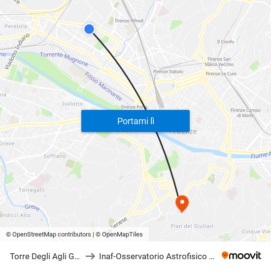 Torre Degli Agli Guidoni to Inaf-Osservatorio Astrofisico Di Arcetri map