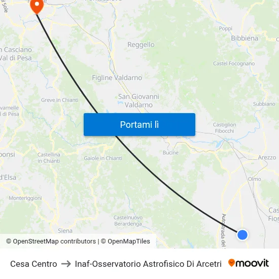 Cesa Centro to Inaf-Osservatorio Astrofisico Di Arcetri map