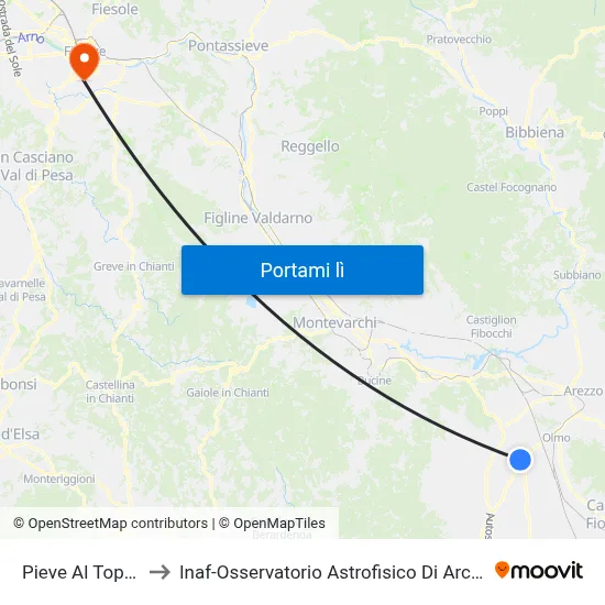 Pieve Al Toppo to Inaf-Osservatorio Astrofisico Di Arcetri map