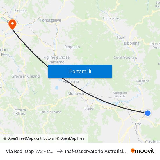 Via Redi Opp 7/3 - Cappuccini to Inaf-Osservatorio Astrofisico Di Arcetri map