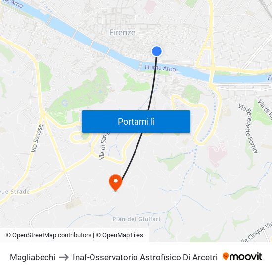 Magliabechi to Inaf-Osservatorio Astrofisico Di Arcetri map