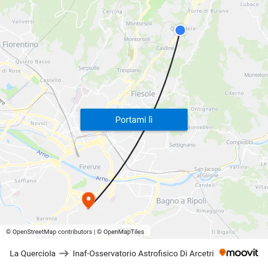 La Querciola to Inaf-Osservatorio Astrofisico Di Arcetri map