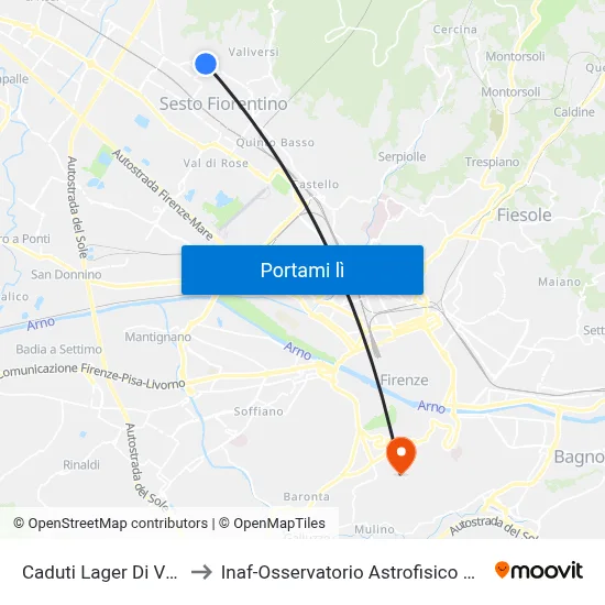 Caduti Lager Di Vittorio to Inaf-Osservatorio Astrofisico Di Arcetri map