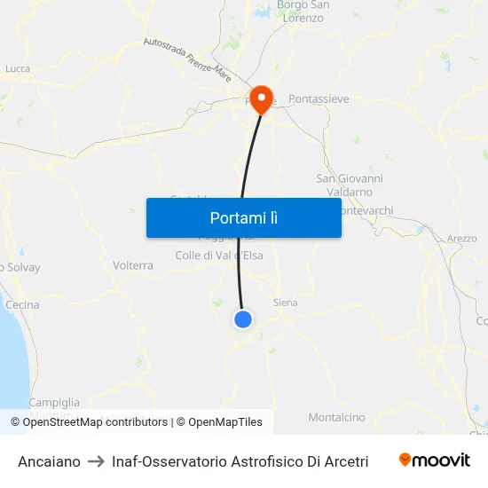 Ancaiano to Inaf-Osservatorio Astrofisico Di Arcetri map