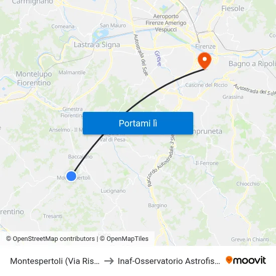 Montespertoli (Via Risorgimento) to Inaf-Osservatorio Astrofisico Di Arcetri map
