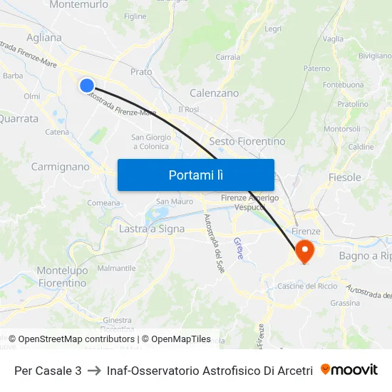 Per Casale 3 to Inaf-Osservatorio Astrofisico Di Arcetri map