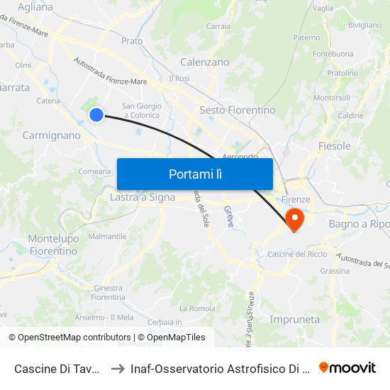 Cascine Di Tavola 1 to Inaf-Osservatorio Astrofisico Di Arcetri map