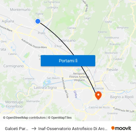Galceti Parco to Inaf-Osservatorio Astrofisico Di Arcetri map