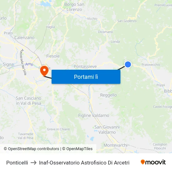 Ponticelli to Inaf-Osservatorio Astrofisico Di Arcetri map