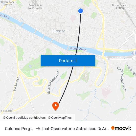 Colonna Pergola to Inaf-Osservatorio Astrofisico Di Arcetri map