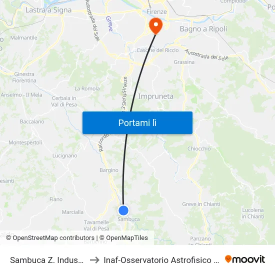 Sambuca  Z. Industriale 4 to Inaf-Osservatorio Astrofisico Di Arcetri map