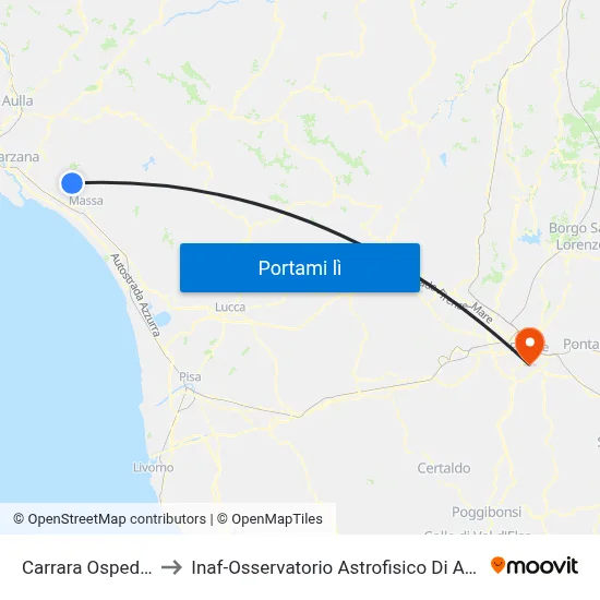 Carrara Ospedale to Inaf-Osservatorio Astrofisico Di Arcetri map
