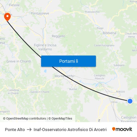 Ponte Alto to Inaf-Osservatorio Astrofisico Di Arcetri map